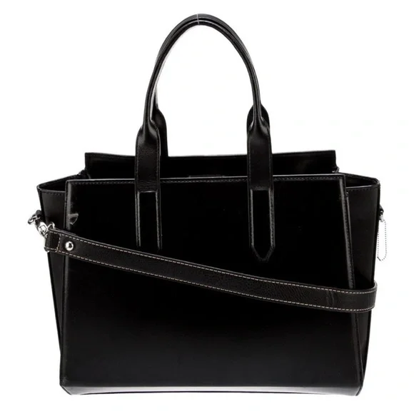 Halston Heritage Black Structured Leather Tote - Picture 4 of 7